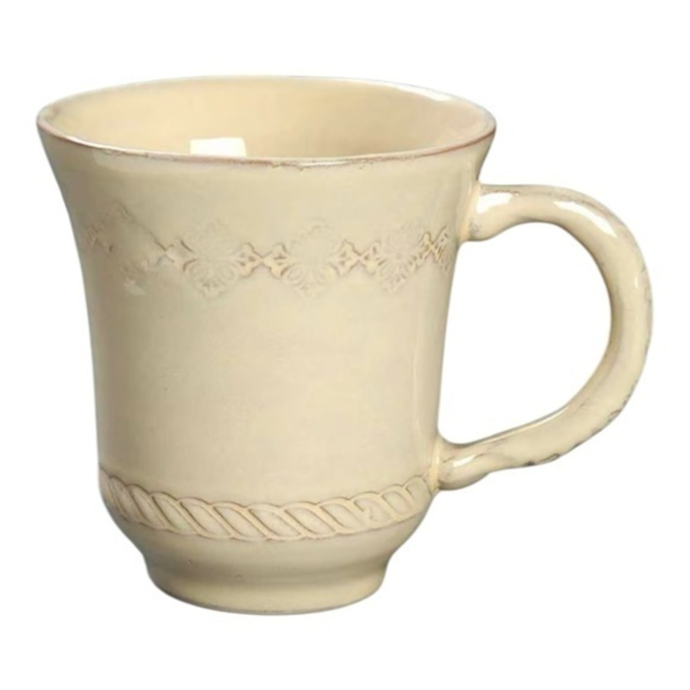 Vietri Bellezza Buttercream Embossed Coffee Mug Italy Discontinued New